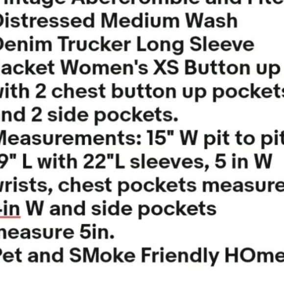 Abercrombie & Fitch Denim Distressed Trucker Button Up Women XS Jacket - Picture 3 of 11